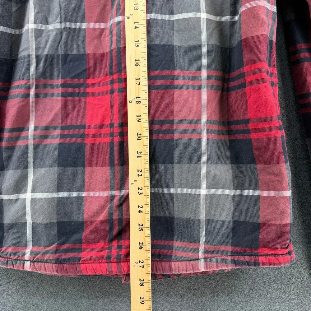 The North Face Mens Red Plaid Sherpa Lined Campshire Flannel Shacket Small